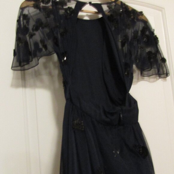 NWT Gianni Bini Party Dress Twilight Navy Blue Sz 10 Tulle Sequins Cutout Back - Picture 6 of 6